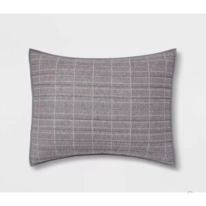 Standard Flannel Windowpane Quilt Sham Charcoal Gray - Threshold